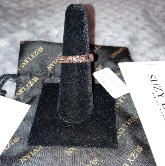 14K Rose Gold Plated Micro-Pave Brown CZ Eternity - Picture 3 of 10